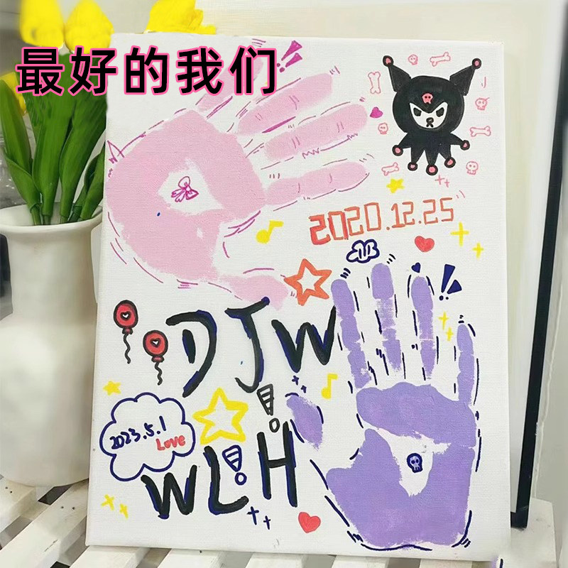 手印画diy画框拇指脚印相框毕业图片