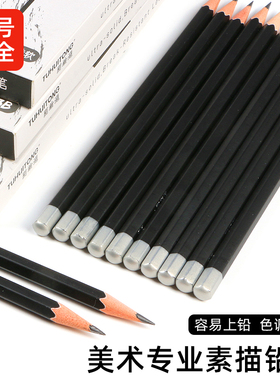 素描铅笔炭笔美术生专用特软中硬碳笔碳条速写绘图工具碳铅笔绘画2h2b4b3b5b8b10b绘画铅笔专业素描工具套装
