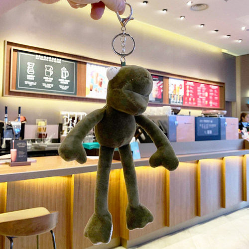 丑萌长腿青蛙书包挂件毛绒钥匙扣