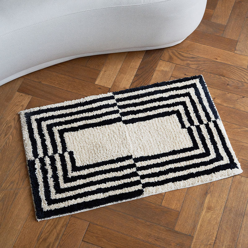 莫语 簇绒地毯 家用客厅卧室地垫脚垫 入户门垫简约现代条纹地垫