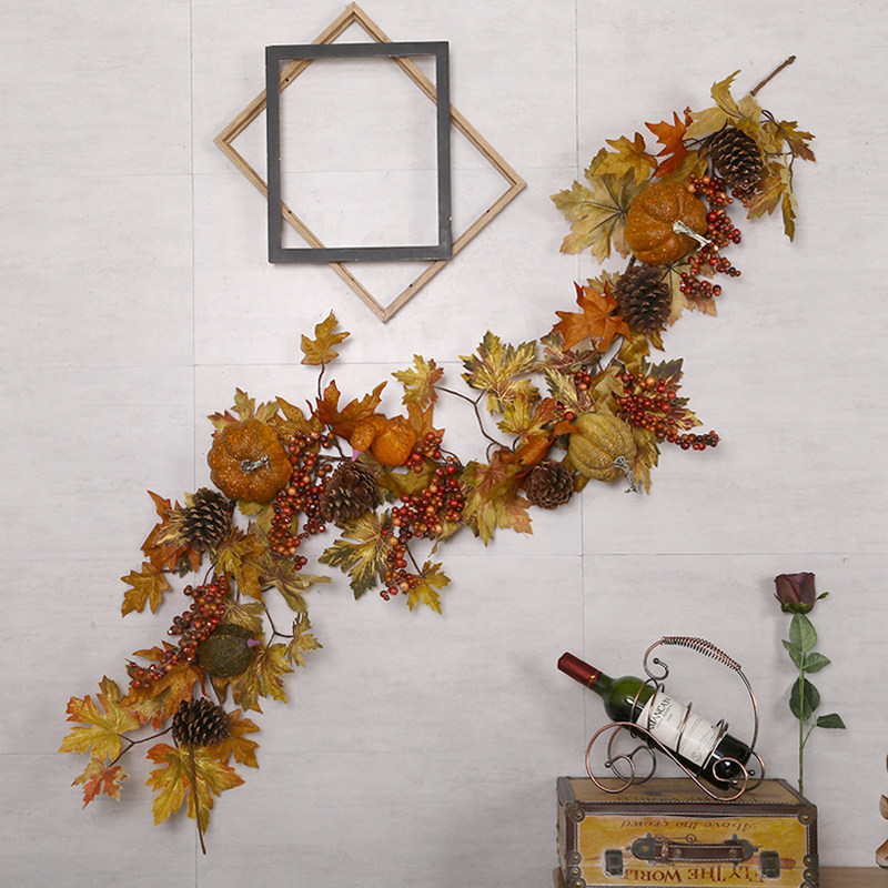 装饰花藤万圣节布置装饰塑料仿真植物管道秋色南瓜藤蔓绿植藤条