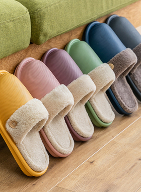 羊羔绒分离内胆可拆卸拆洗棉拖鞋冬季情侣家居一体成型防水防滑男