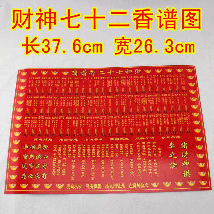 用品 仙家香谱图 布烧香财神图解 法物法器佛具香谱图解大全 家用