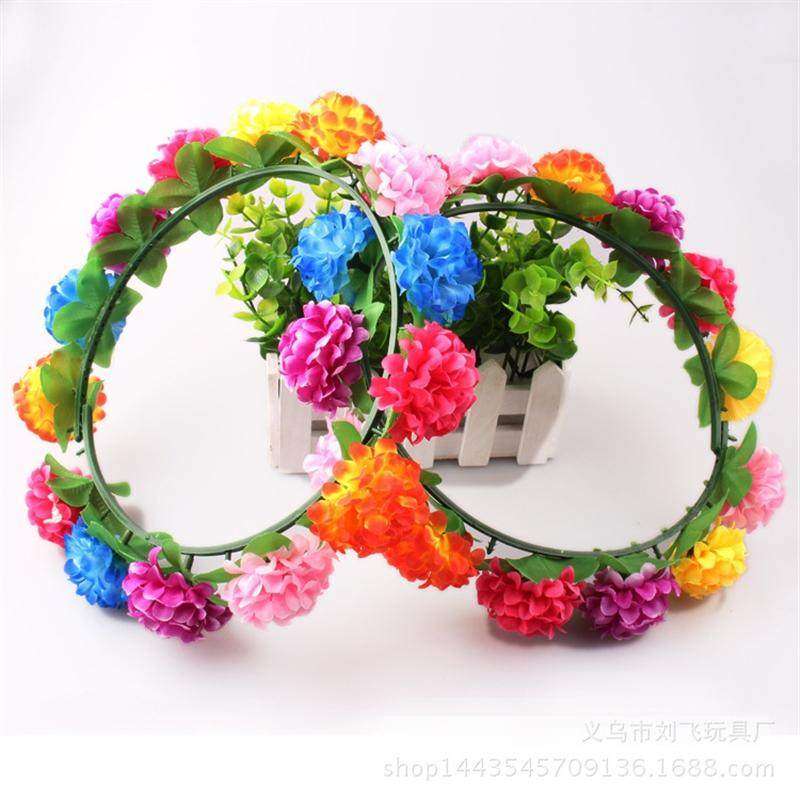 七彩花环新娘伴娘婚纱写真头饰丁香花环海边拍照摄影花环