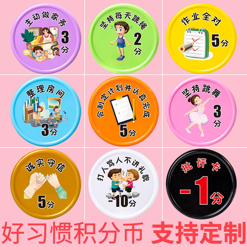 家用好习惯养成积分币激励币小学生奖励积分卡奖罚卡兑换币代金币