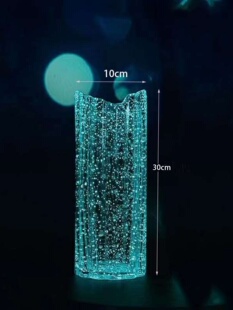 夜光玻璃花瓶摆件透明插花水养北欧高级感直筒轻奢高档客厅桌简约