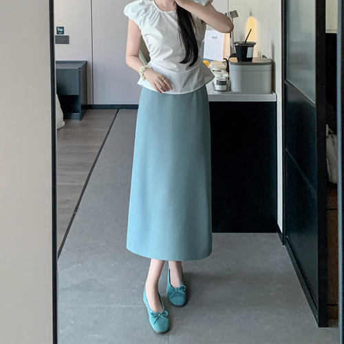 夏央2026春季新款西装面料口袋直筒半身裙女士高腰遮胯显瘦#5595 - 封面