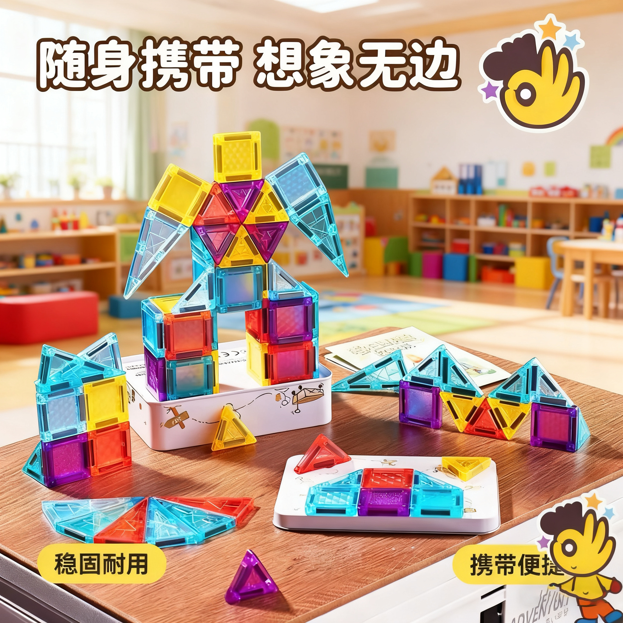 口袋磁力片儿童益智玩具拼搭积木