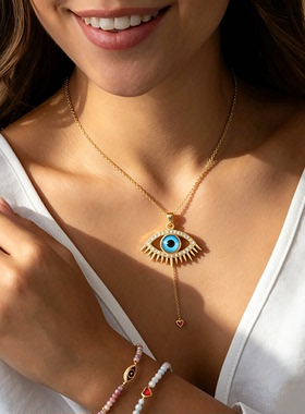 CZEvilEyeGoldNecklace