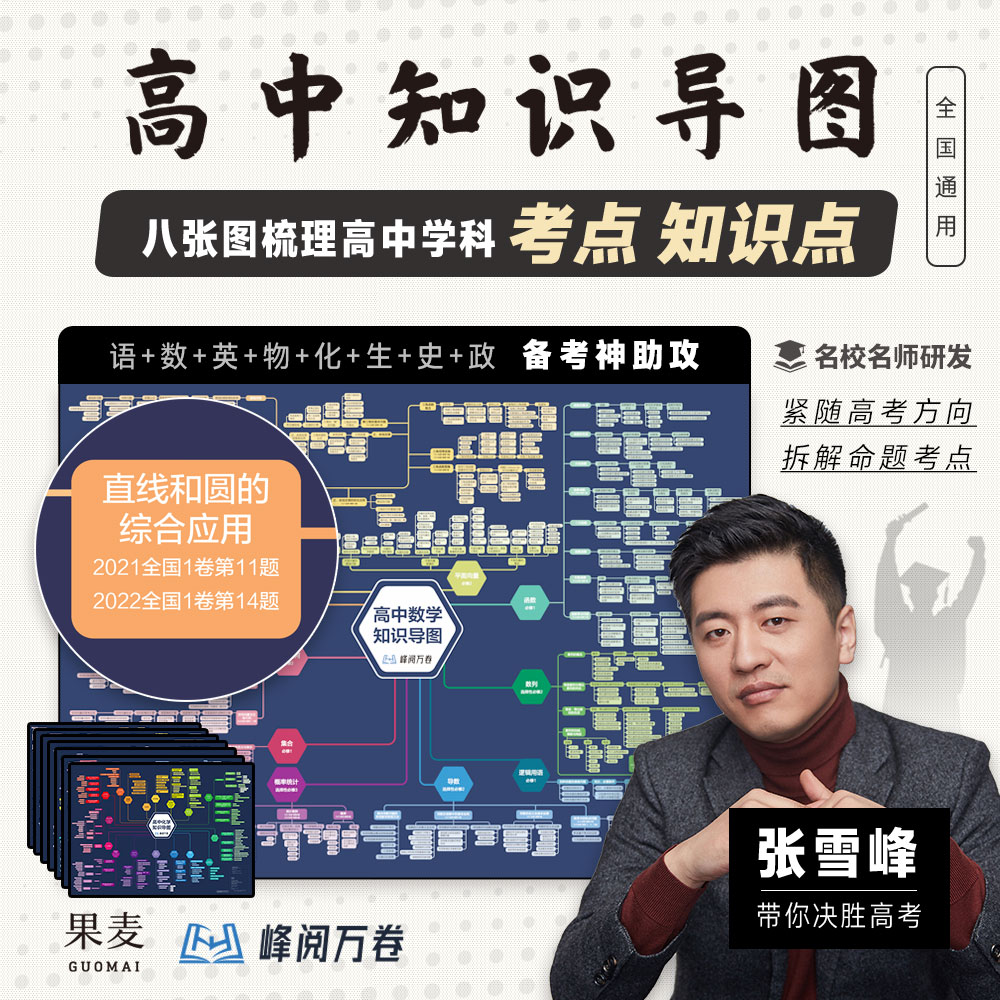 现货】高中知识思维导图 张雪峰 涵盖高中语数英物化生政史 每科一图 建立知识体系 抓住考点 全国通用版 大幅面
