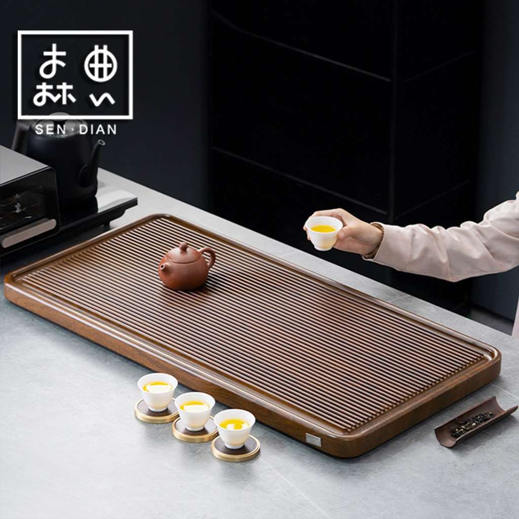 茶盘2025新款实木办公室客厅家用高档茶海排水式竹制茶托 托盘干