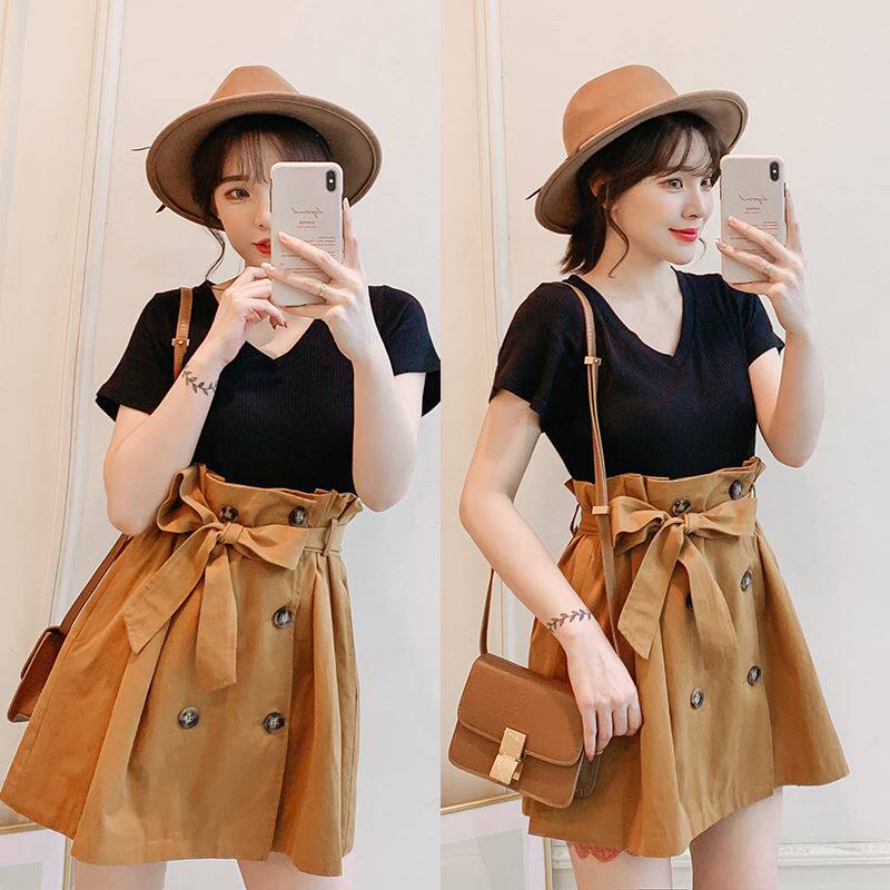 fat mm Summer wear Easy Women's wear Large Cover the belly Two piece set 2019 Korean Edition By age Show thin Suit skirt new pattern Western stylein the Women's clothing/Boutique , Large size women  category - from Buy2taobao.com to provide professional Taobao agent buy service