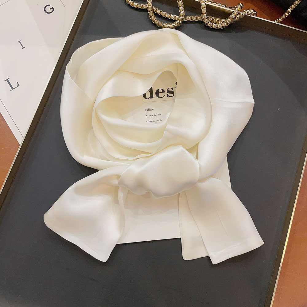 纯色真丝长条小丝巾桑蚕丝领巾