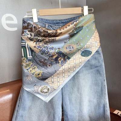 100%桑蚕丝方巾屁帘叠穿高级配饰裙子腰带腰封系脖真丝丝巾搭衬衫