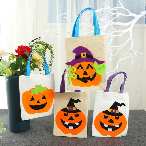 Halloween burlap tote bag candy bag万圣节麻布手提袋糖果袋