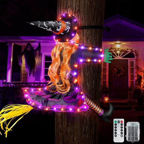 Halloween decoration tree climbing witch LED light万圣节装饰