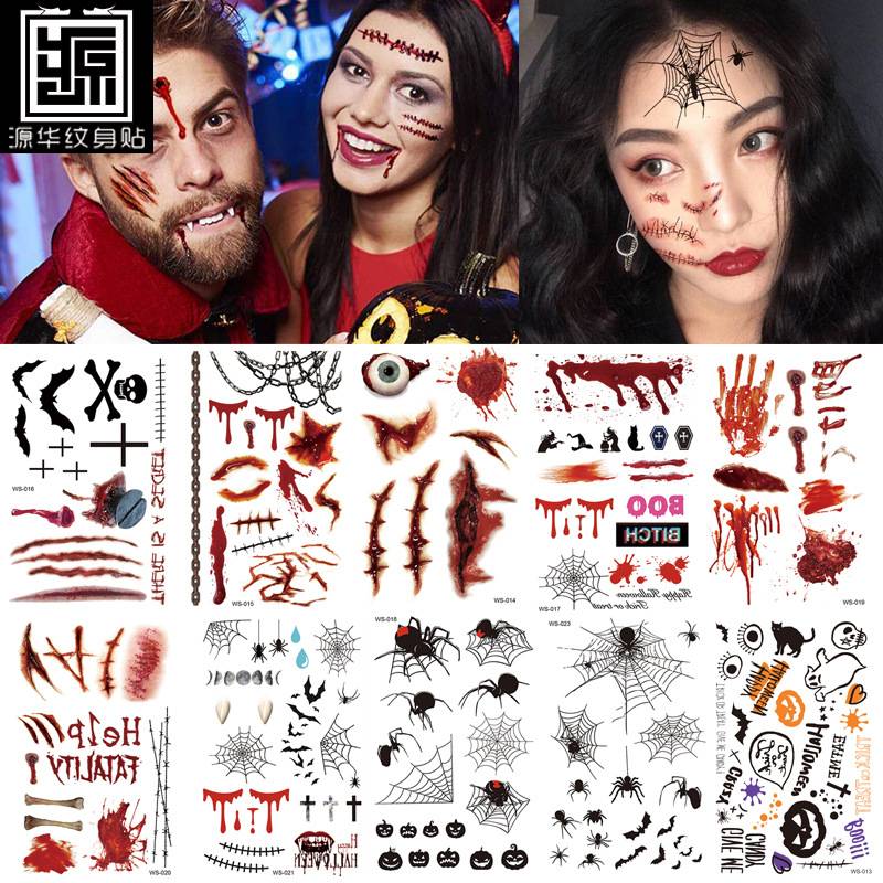 Halloween Bloody Scar Tattoo Sticker Goods 伤疤纹身贴纸