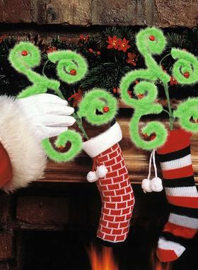 ChristmasGreen Feather Hat Wreath圣诞礼帽花环花瓶插枝绿色羽