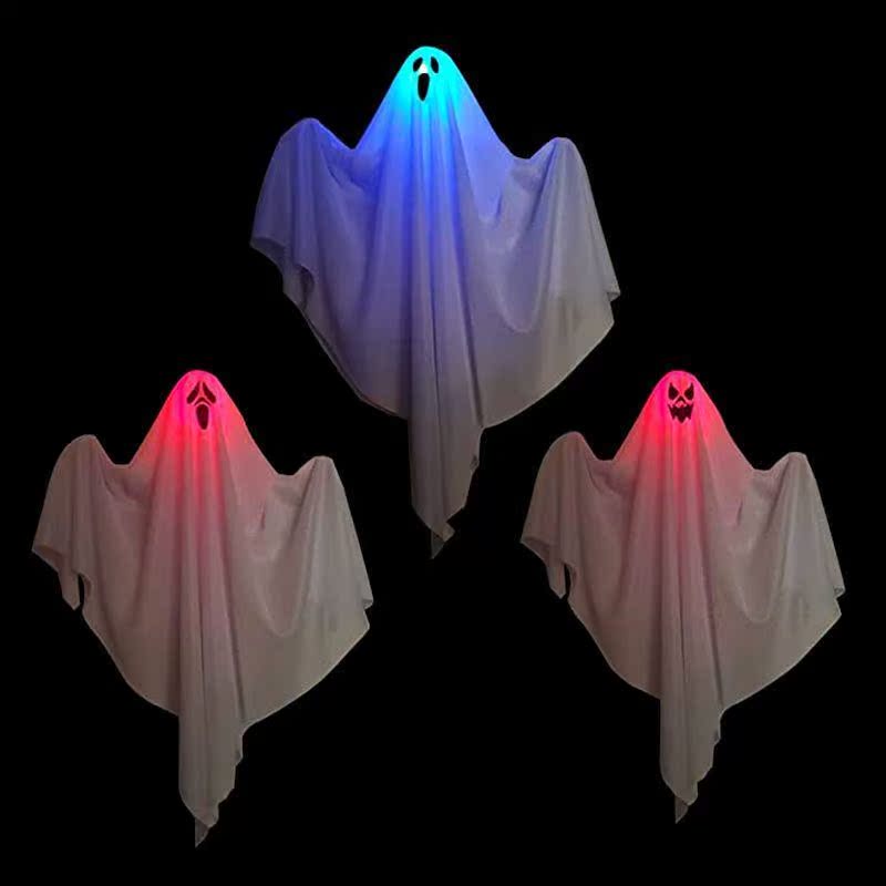 Halloween glowing white ghost hanging prop万圣节发光白色幽灵