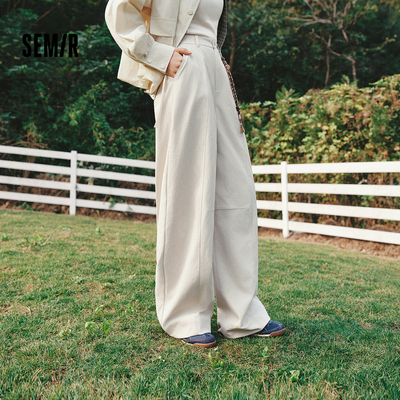 肌理弯刀休闲裤女森马挂饰中缝