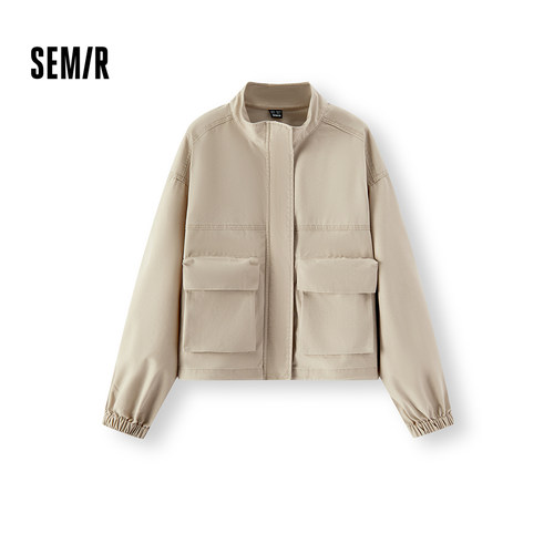 森马小个子立领宽松牛仔外套女