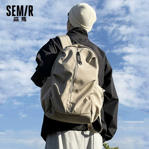 森马双肩包女简约电脑包旅行包