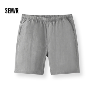 拼接网兜松紧腰直筒裤 森马休闲裤 2026新款 运动感户外短裤 子 男夏季