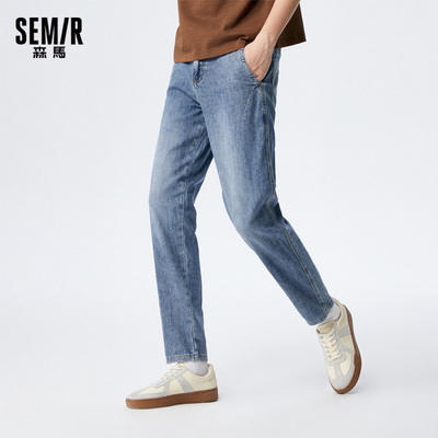 森马牛仔裤男夏季复古小脚长裤