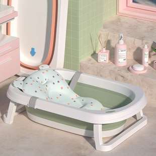 宝宝洗澡盆0一3岁可折叠新生儿童浴盆悬浮垫坐躺大号夏天家用加厚