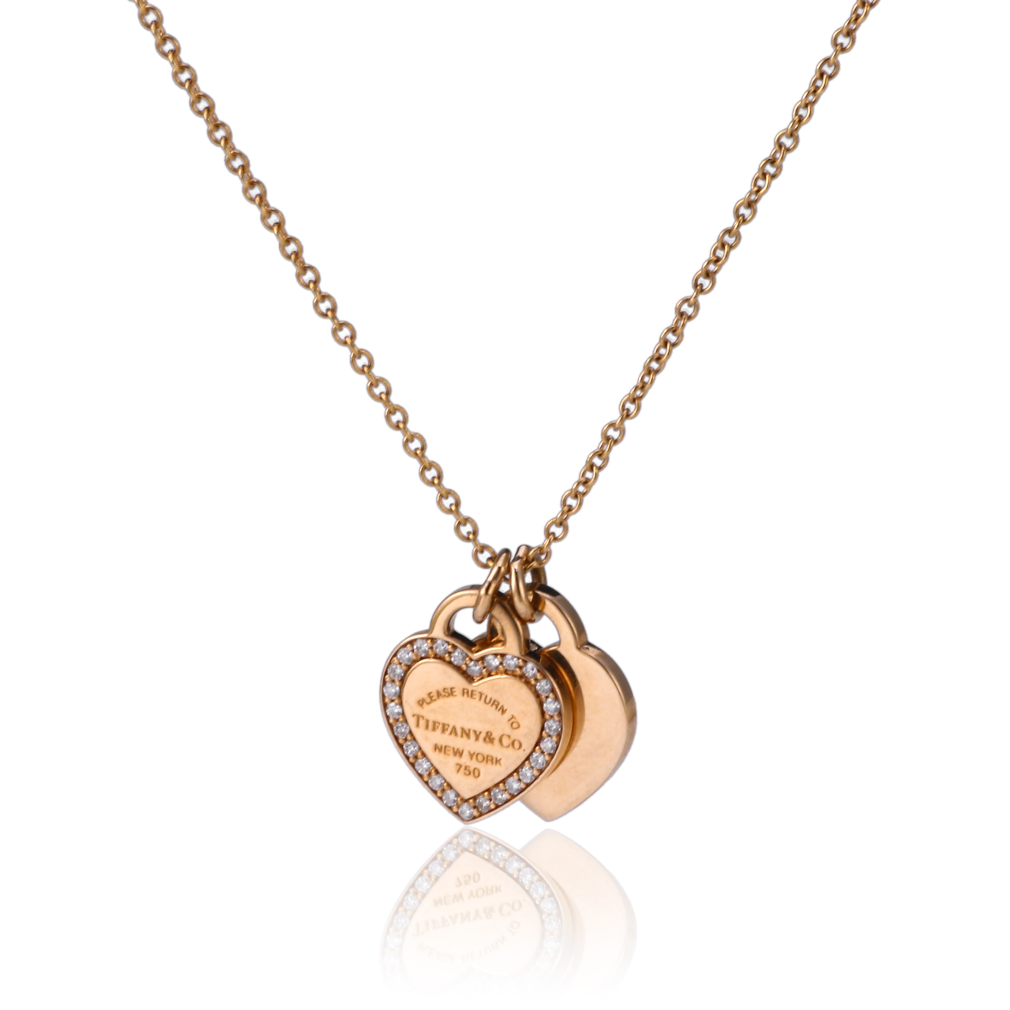 95新正品二手tiffany(蒂芙尼)18k金钻石链坠桃心项链