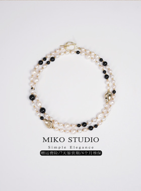 法式珍珠项链米扣miko小香风毛衣