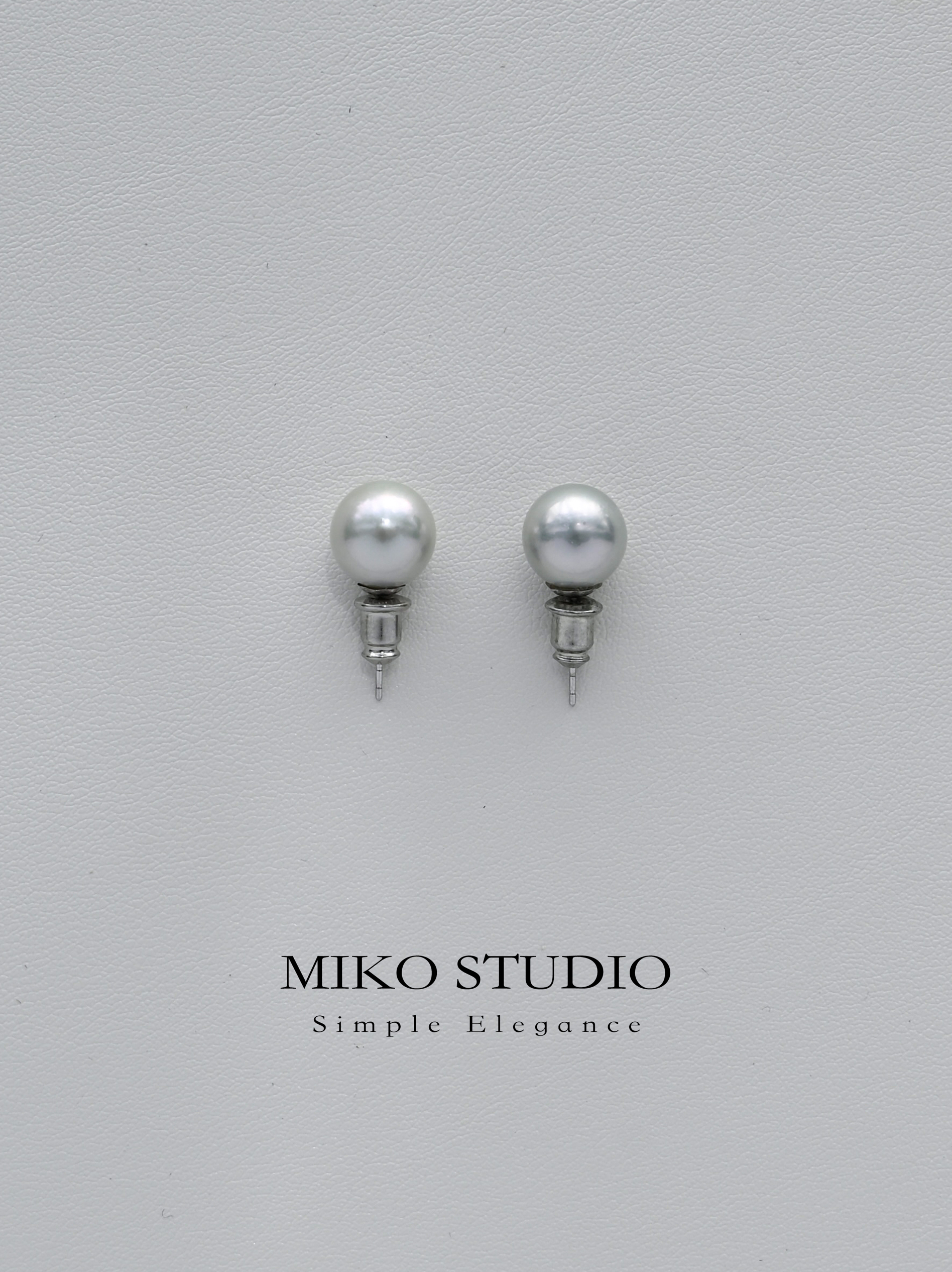 秋季新款时尚天然海水真多麻耳钉8.5-9mm耳饰女气质简约轻奢耳夹