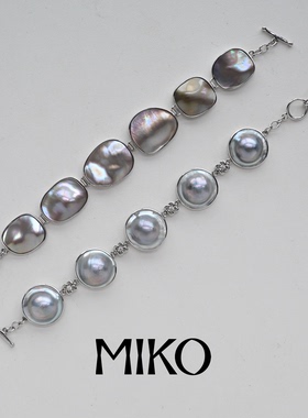 秋冬新款天然海水马贝手链手串纯银手饰女时尚百搭