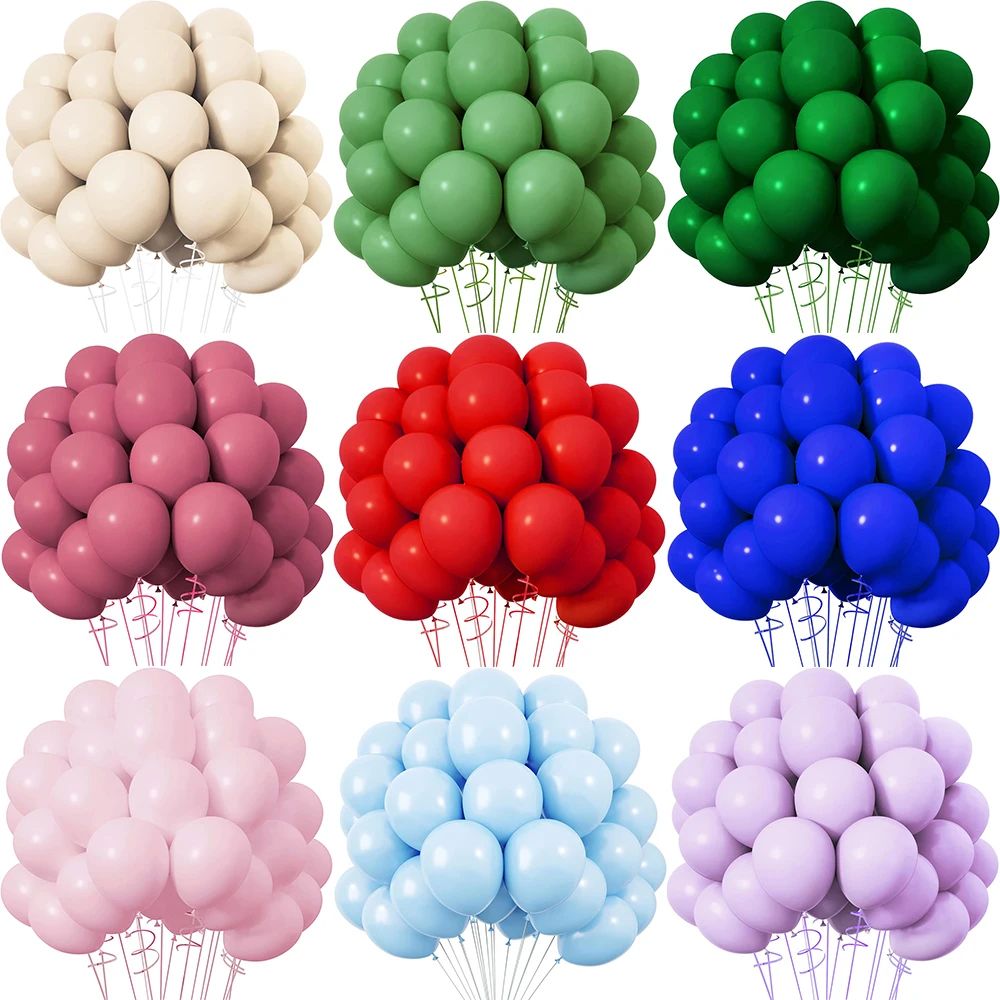 10/20/30pcs Retro Green Balloons Sand White Pink Royal Blue
