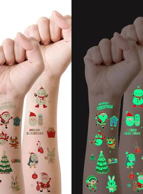 10 Sheets Christmas Luminous Tattoo Stickers,Cartoon Snowman