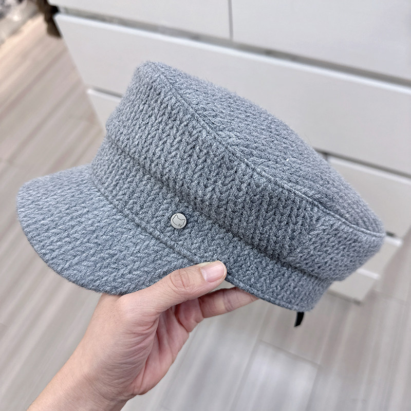 韩国代购东大门冬季新款日系麻花针织马术帽洋气高级感时尚骑士帽