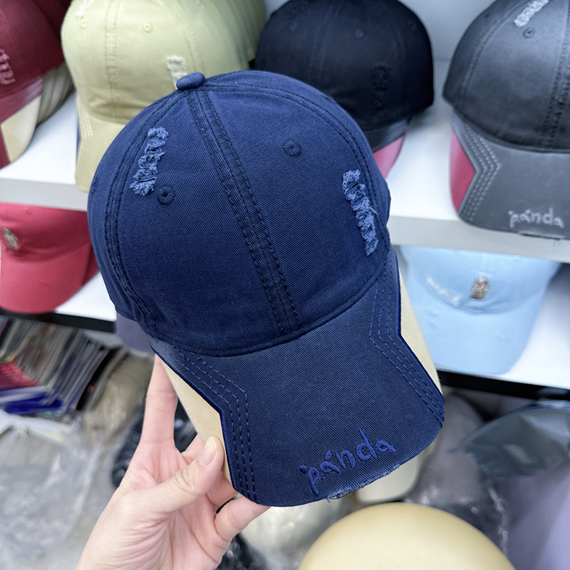 韩国代购美式撞色破洞做旧棒球帽