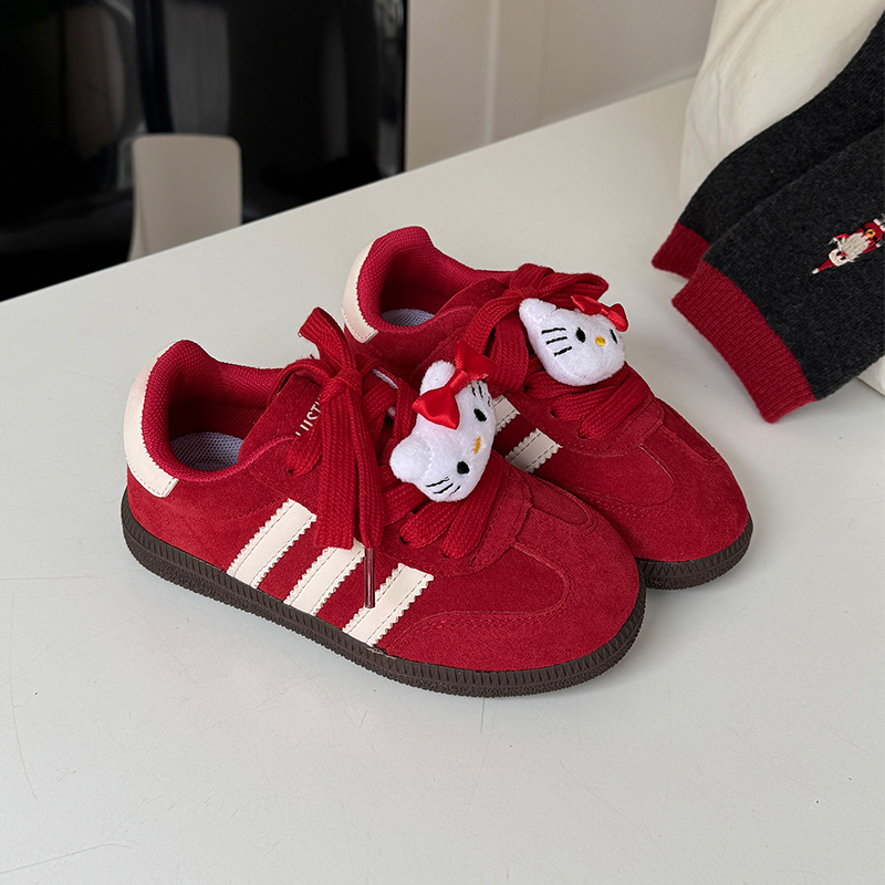 女童鞋2025秋冬季新款皮面板鞋