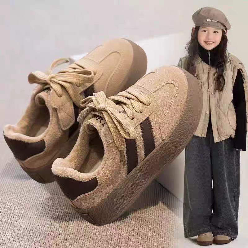 儿童板鞋秋冬款加绒二棉鞋德训鞋