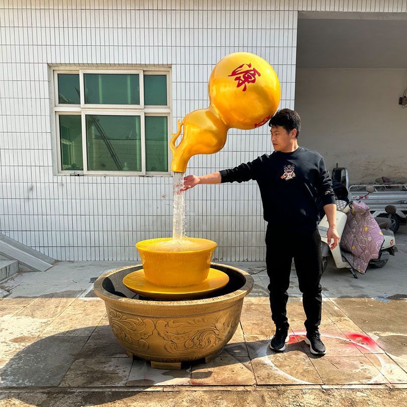 悬壶天壶玻璃钢悬空流水茶壶葫芦喷泉酒壶酒瓶雕塑 户外流水摆件