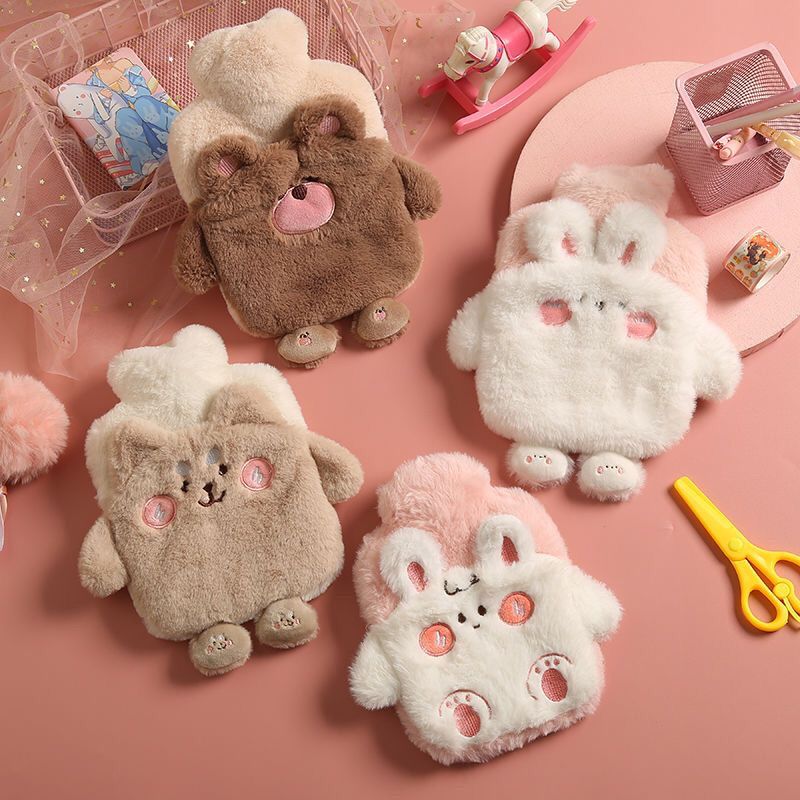 毛绒热水袋注水女热敷暖肚子暖水袋小号随身灌水暖手宝冲水暖手袋