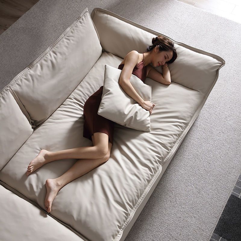 意式极简奥克兰帆船真皮沙发豪华可躺客厅沙发乳胶奶油风直排沙发