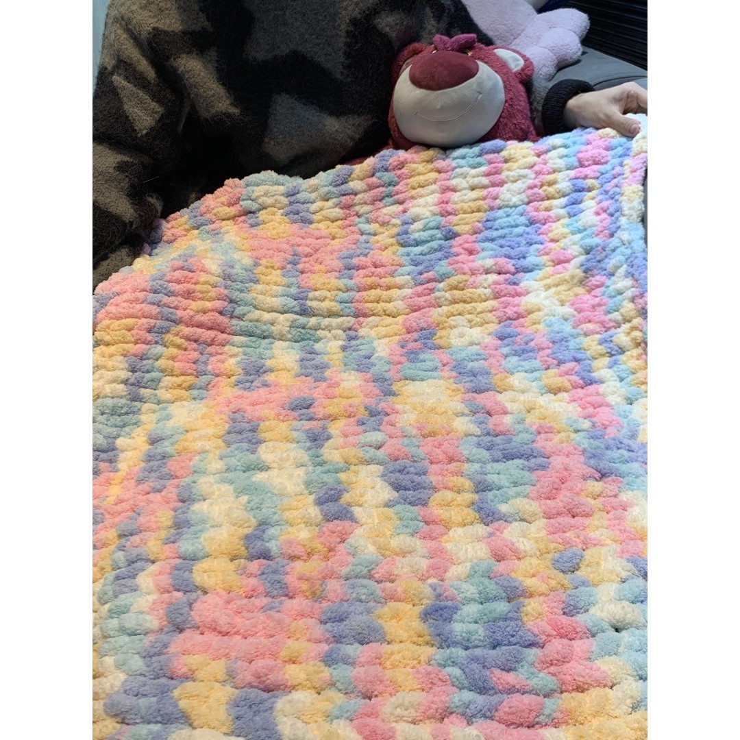 手工diy材料包大粗线彩色毯子休闲毯生日七夕礼物送女生男生