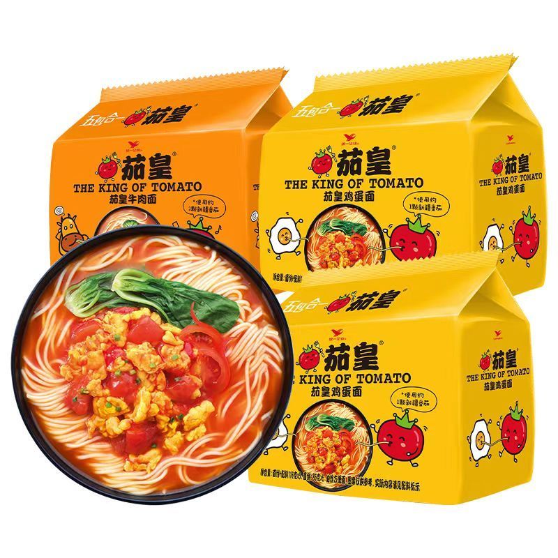统一茄皇方便面袋装新疆番茄泡面袋装番茄味泡面大食袋番茄味零食