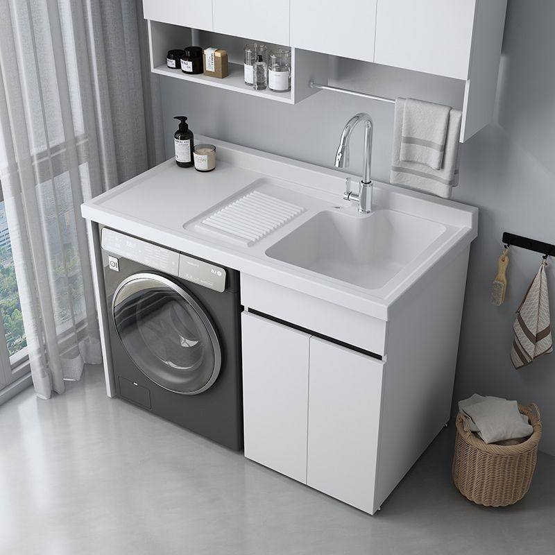 德国进口阳台洗衣机柜组合定制洗衣台池盆带搓板一体天使白洗衣柜,家装主材,洗衣机柜,淘宝优惠券,粉丝福利购,淘宝优惠卷