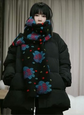 infobyfive2025秋冬180cm繁花似锦彩色花朵女士复古围巾2DJ2502