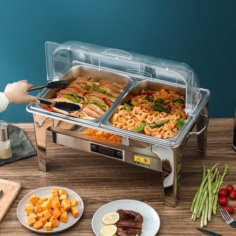 伟纳斯欣琪不锈钢自助餐炉电加热翻盖自助餐保温加热炉酒店布菲炉