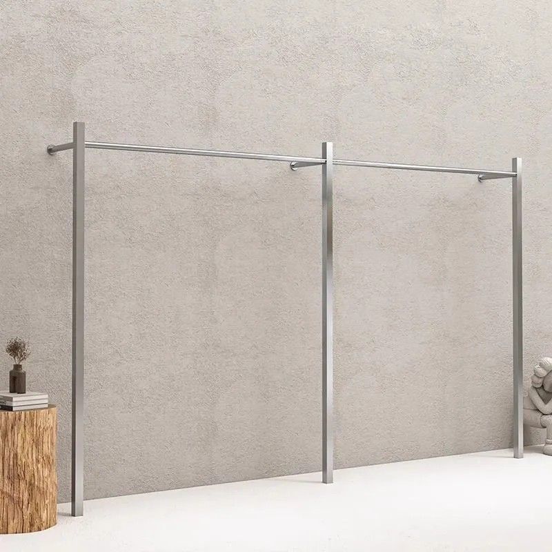 轻奢服装店女装店落地壁挂式展示陈列货架上墙专用不锈钢婚纱衣架