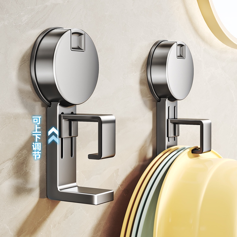 吸盘脸盆收纳架卫生间浴室免打孔壁挂式放洗脸盆子挂钩神器置物架