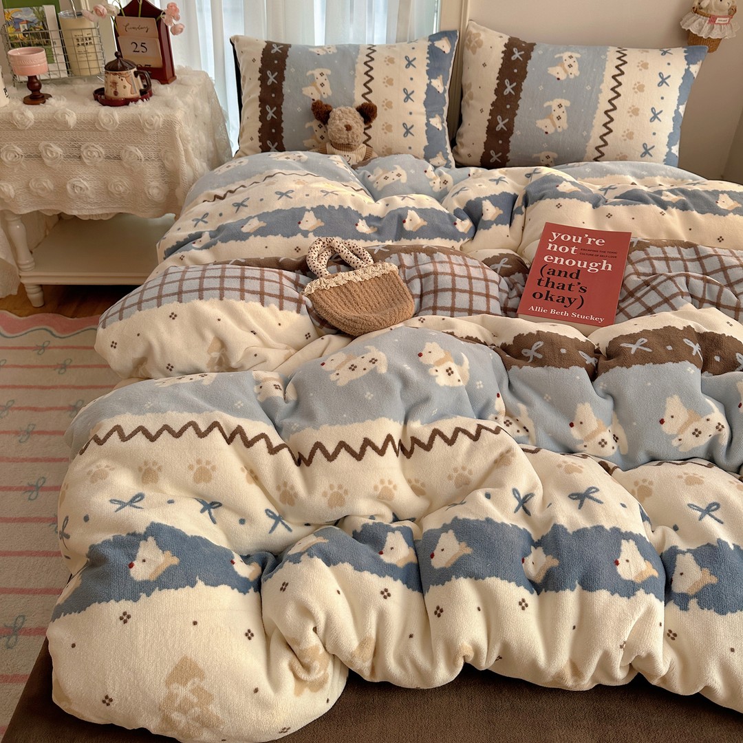 Heart Island【暖冬小宠】秋冬卡通可爱加厚牛奶绒四件套双面绒保